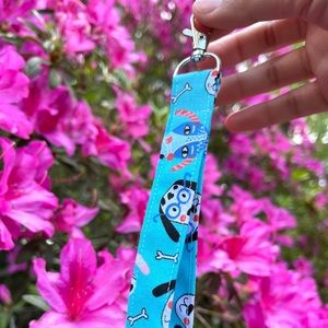 Fabric Wristlet Keyrings – Funky Cute Dogs / Blue